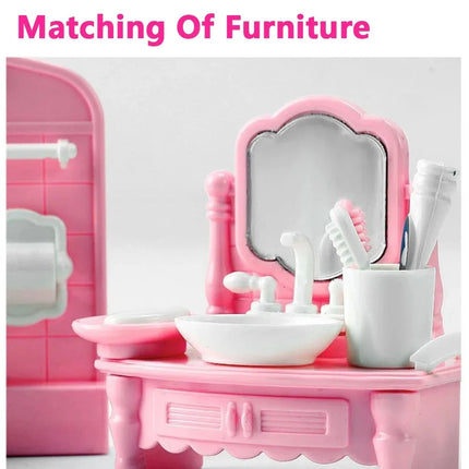 Hot Sale Cute Kawaii Pink 10 Items/Lot Miniature Dollhouse Furniture Accessory Kids Toys Kitchen Cooking Things For Girl Gifts