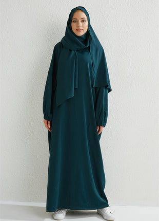 Muslim Abaya Prayer Dress One-piece Hooded Smocking Sleeve Islamic Clothing Women Jilbab Dubai Saudi Black Robe Turkish Modesty