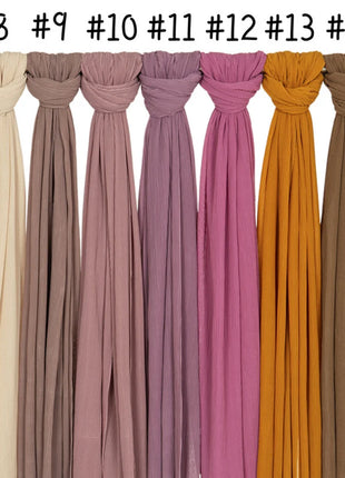 Big Size Pleated Chiffon Hijab Scarf for Muslim Women Turban Pashmina Shawls and Scarves Women Bandana Headband Hijabs Headscarf