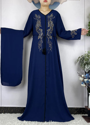 New African Abayas For Women Long Sleeved Chiffon Loose Femme Elegant Robe Dubai Islam Fashion Party Evening Dresses With Scarf