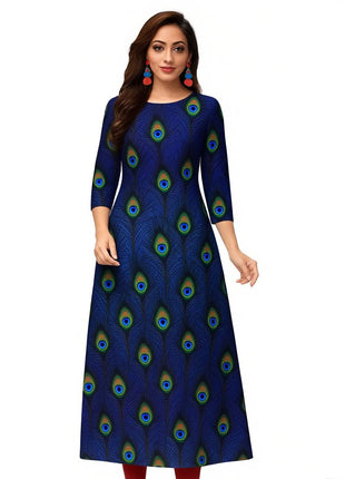 Muslim Dress Kurt Women's Fashionable And Elegant Slit hem Straight Tube Casual Flowers Pattern Robe Abito Donna Musulmana