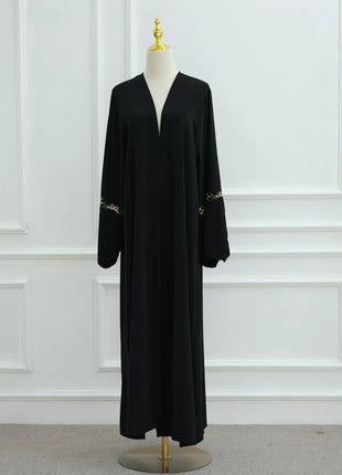 Luxurious Floral Embroidery Hijab Dress for Muslim Women Elegant Dubai Modest Abaya Eid Islam Party Jalabiya Turkey Kaftan Robe