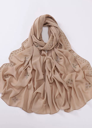 Hot Diamond Pearl Chiffon Hijabs for Women Muslim Fashion Long Shawl Head Wrap for Women Turbans for Women Ramadan Turban Femme