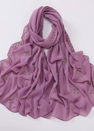 Hot Diamond Pearl Chiffon Hijabs for Women Muslim Fashion Long Shawl Head Wrap for Women Turbans for Women Ramadan Turban Femme