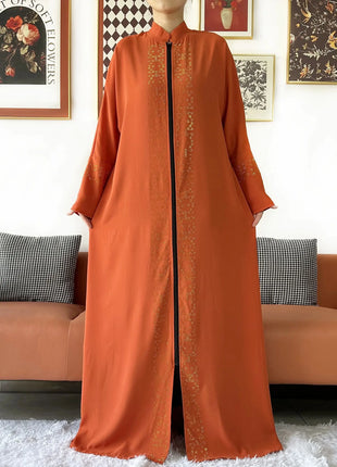 2024 Muslim Ramadan Tranditional Turtleneck Long Sleeve Dress Women Cardigan Open Abaya Dubai Caftan Islamic Kimono Clothes
