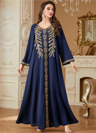Ramadan Eid Muslim Dress for Women Party Abaya Dresses Embroidery Arab Long Robe Morocco Dubai Kaftan Islam Vestidos Jalabiya