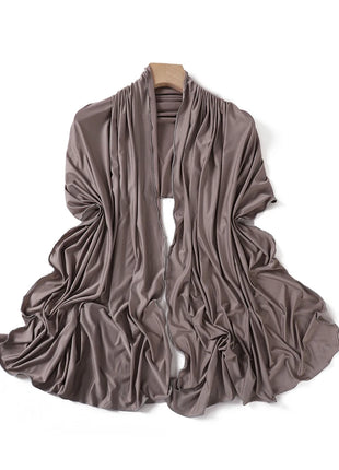 Luxury Wavy Edge Jersey Hijab for Women Solid Color Milk Silk Scarf Headscarf Autumn Shawl Stretchy Chiffon Scarf Ramanda