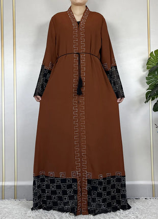 2024 For Women Elegant Dresses Dubai Party Outfits Long Sleeved Chiffon Dashiki Muslim Women Robe Open African Abaya Clothing