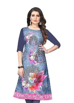 Muslim Women Kurt Fashionable Elegant Straight Tube Casual Flowers Pattern Slit Hem Comfortable Dress Islamitische Dames Kleding