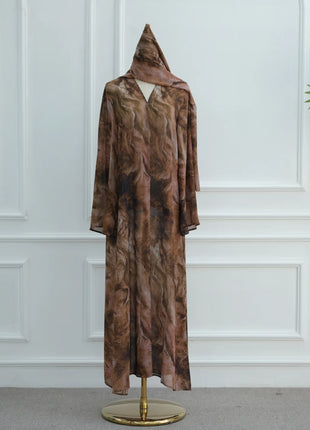 Eid Abaya for Women Print Cardigan Scarf Set Muslim Dresses Ramadan Morocco Dubai Jalabiya Kaftan Vestidos Arab Long Robe 2025