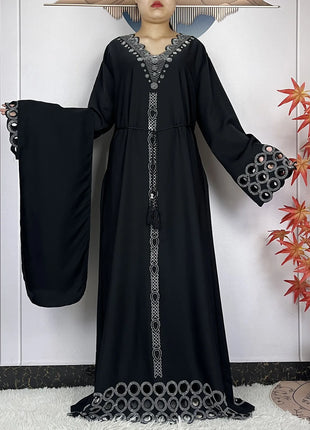 2024 New Dubai Muslim Femme Elegant Dress African Abaya For Women Arabic Islamic Robe Chiffon Fabric Long Sleeve Turkey Clothing