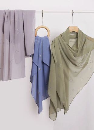 Hot Diamond Pearl Chiffon Hijabs for Women Muslim Fashion Long Shawl Head Wrap for Women Turbans for Women Ramadan Turban Femme