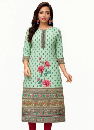 Muslim Dress Kurt Women's Fashionable And Elegant Slit hem Straight Tube Casual Flowers Pattern Robe Traditionnelle Arabe