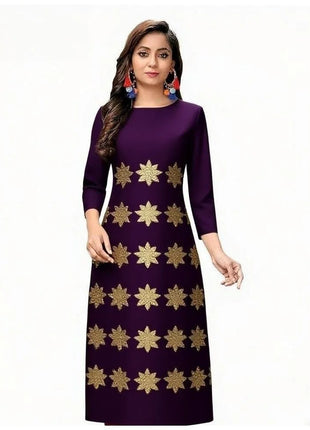 National style Women's Kurtta Casual Fashion Dress Slit hem Straight Tube Casual Ethnic Flower Muslim Kaftan Dresses Morocco