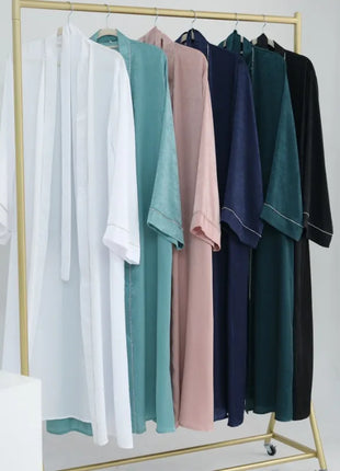 2024 Muslim Modest Cardigan for Women Eid Arab Abaya Dubai Dress Islamic Daily Long Sleeve Clothing Turkey Solid Color Coat Robe