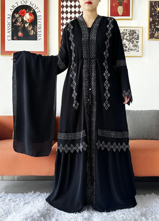 Laxury Design New Women Elegant Dress Chiffon Open Abaya Muslim Women Dress Islamic Clothing Cardigan Abaya Women Muslim Dress