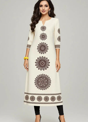 Muslim 2026 Dress Kurt Women's Fashionable And Elegant Long Sleeved Straight Tube Casual Round Neck Colorful Pattern Noble Skirt