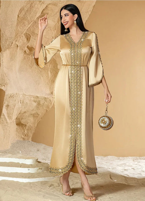 Eid Muslim Dress For Women Ramadan Jalabiya Lace Diamond Party Dresses Abaya Long Robe Morocco Dubai Kaftan Vestidos Largos 2026