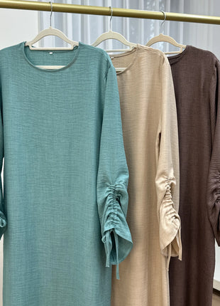 Eid Modest Dress for Women Abaya Lace-up Sleeve Morocco Party Dresses Ramadan Vestidos Largos Kaftan Islam Dubai Arab Long Robe