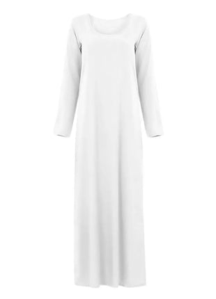 Women's Muslim Basic Liturgy  Abaya Long Sleeve Inner Cloth Round Neck Ladies Dress Middle Eastern Dubai Turkey Solid Daily Robe