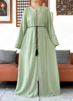 New Elegant Women Abaya Long Sleeve Chiffon Loose Open Abaya Muslim Islamic Clothing Cardigan Style Muslim Fashion Dresses