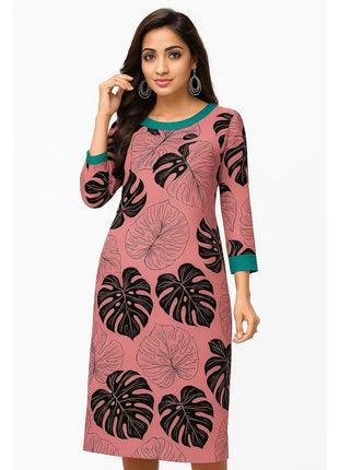 Muslim Kurt Women's Fashion Comfortable Dress Long Sleeve Straight Tube Casual Ethnic Peacock Regular Size New Dress Slit hem