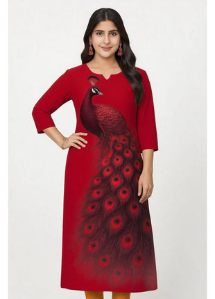 Muslim Dress Kurt Women's Fashionable Long Sleeved Straight Tube Casual Round Neck Elephant Pattern Islamic Women Clothing