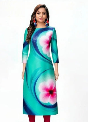 National style Women's Kurtta Casual Fashion Dress Slit hem Straight Tube Casual Ethnic Flower Muslim Kaftan Dresses Morocco