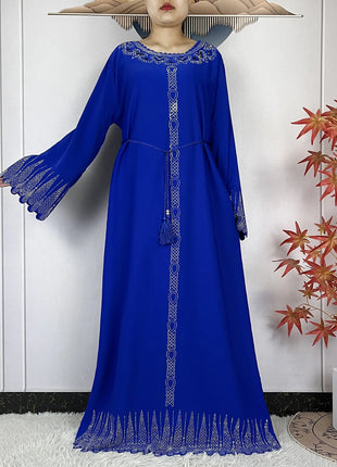 2025 New Abaya Dubai Luxury Muslim Dress for Women Elegant Arabic Femme Abaya Diamond Loose Islamic Long Sleeve Turkey Clothing