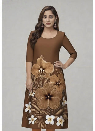 Muslim Kurtta Women's Casual Fashion Dress National style Straight Tube Casual Ethnic Flower Kaftan Moroccan Slit hem Robe