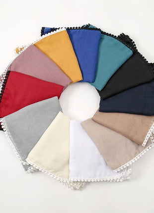 New Cotton Hijab With Lace Muslim Scarf Long Shawls Headscarf Wraps Foulard Echarpe Bufanda Muslim Sjaal Islam Eid Headband