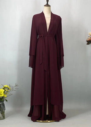 Ramadan Kebaya Chiffon Open Abaya For Women Muslim Dress Kaftan Islam Clothing Caftan Marocain Femme Modest Robe Dubai Kimono