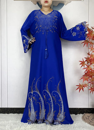 2024 New Dubai Muslim Femme Elegant Dress African Abaya For Women Arabic Islamic Robe Chiffon Fabric Long Sleeve Turkey Clothing