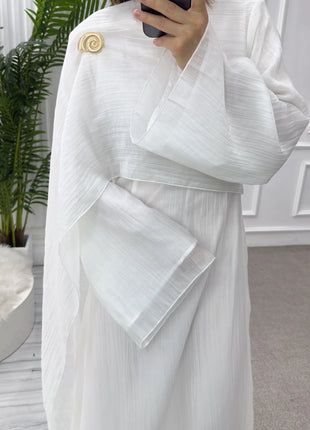 Two Piece Middle East Muslim Cardigan Set for Women Ramadan Eid Dubai Modest Abaya Dress Elegant Islam Solid Turkey Robe Outfit