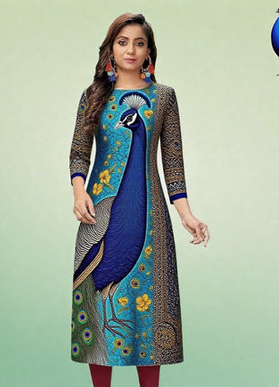 Muslim Women's Casual Fashionable Comfortable Straight Tube Casual Ethnic Peacock National style Marokkanische Kleider Kaftan