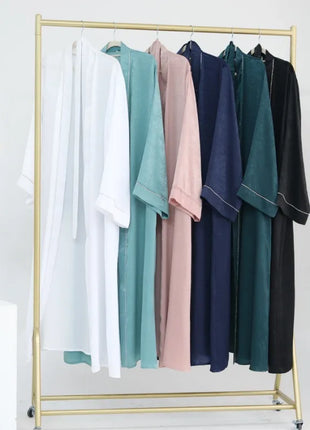 2024 Muslim Modest Cardigan for Women Eid Arab Abaya Dubai Dress Islamic Daily Long Sleeve Clothing Turkey Solid Color Coat Robe