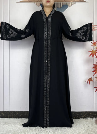 New Dubai Style Women Elegant Dress Long Sleeves Open Abaya Muslim Women Dress Islamic Clothing Casual Abaya Women Muslim Dress