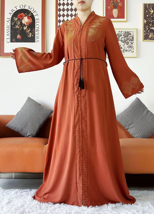 New Women Elegant Dress Chiffon Open Abaya with Zipper Muslim Women Dress Islamic Clothing Cardigan Abaya Women Muslim Dress