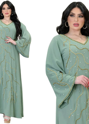 Caftan Eid Elegant Muslim Women Dress Ramadan Party Dubai Abaya Turkey Islam Long Evening Dresses Musulmane Elegant Vestidos