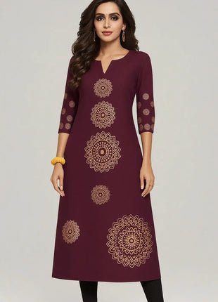 2026 Dress Kurt Women's Fashionable And Elegant Long Sleeved Straight Tube Casual Color Elephant Pattern Women Dress Abaya