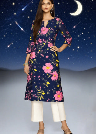 Muslim Dress Kurt Women's Fashionable Long Sleeved Straight Tube Casual Elephant Flowers Pattern Robe Marocain Islamic Prayer