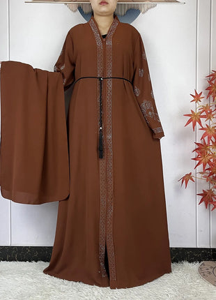 New Dubai Style Women Elegant Dress Long Sleeves Open Abaya Muslim Women Dress Islamic Clothing Casual Abaya Women Muslim Dress