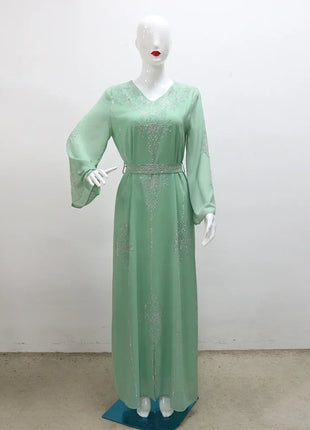 Luxury Abaya Diamonds Muslim Elegant Women Dresses Caftan Moroccan Dubai Kaftan Gown Evening Party Eid Long Maxi Dresses