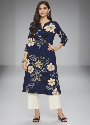 Muslim Women's Kurt Casual Fashion Dress Straight Tube Casual Ethnic Flower Mandarin National Style Regular Size Design Sense
