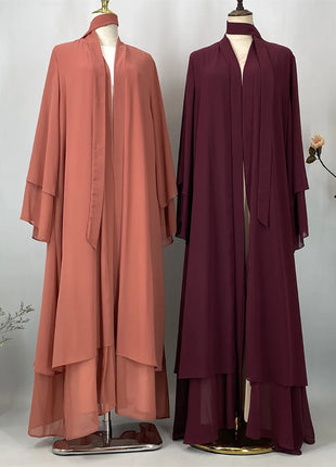 Ramadan Kebaya Chiffon Open Abaya For Women Muslim Dress Kaftan Islam Clothing Caftan Marocain Femme Modest Robe Dubai Kimono