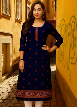 Muslim Dress Kurt Women's Fashionable And Elegant Slit hem Straight Tube Casual Kurtta Pattern Robe Abito Donna Musulmana