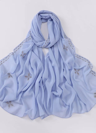 Hot Diamond Pearl Chiffon Hijabs for Women Muslim Fashion Long Shawl Head Wrap for Women Turbans for Women Ramadan Turban Femme