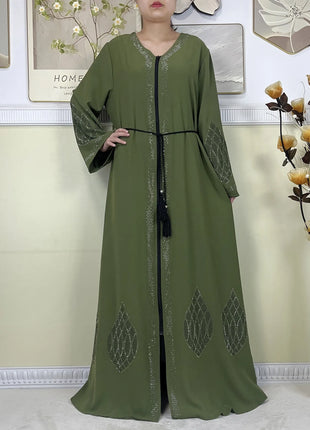 2025New Dubai Women Elegant Party Dress Chiffon Open Abaya Women Dress Islamic Clothing Casual Cardigan Abaya Women Muslim Dress