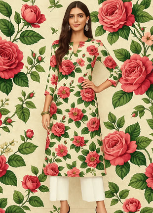 Muslim Kurt Women's Fashion Comfortable Dress Long Sleeve Straight Tube Casual Ethnic Flowers Regular Size New Dress