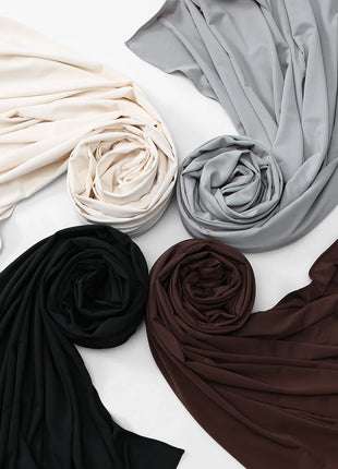 New Liquid Jersey Hijab Scarf for Women Headscarf Shimmer Imitation Silk Scarf Solid Shawl Wraps Muslim Headband Turban 170*60cm